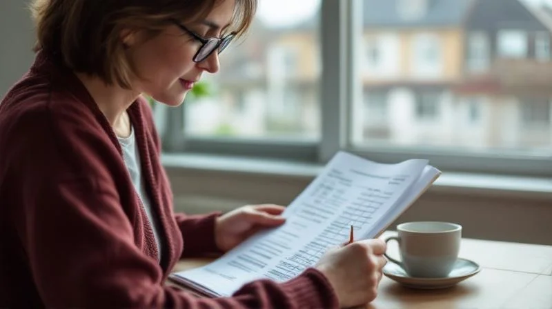 Magdeburger Berufstätiger ordnet Belege für Weiterbildung am Küchentisch